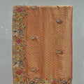 Designer Peach Silk Saree with Heavy Multicolor Embroidered Border - Mangaldeep NX