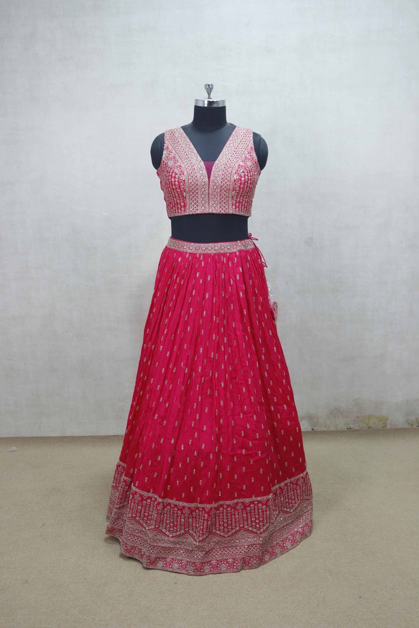 Designer Pink Embroidered Lehenga Set with Dupatta - Mangaldeep NX