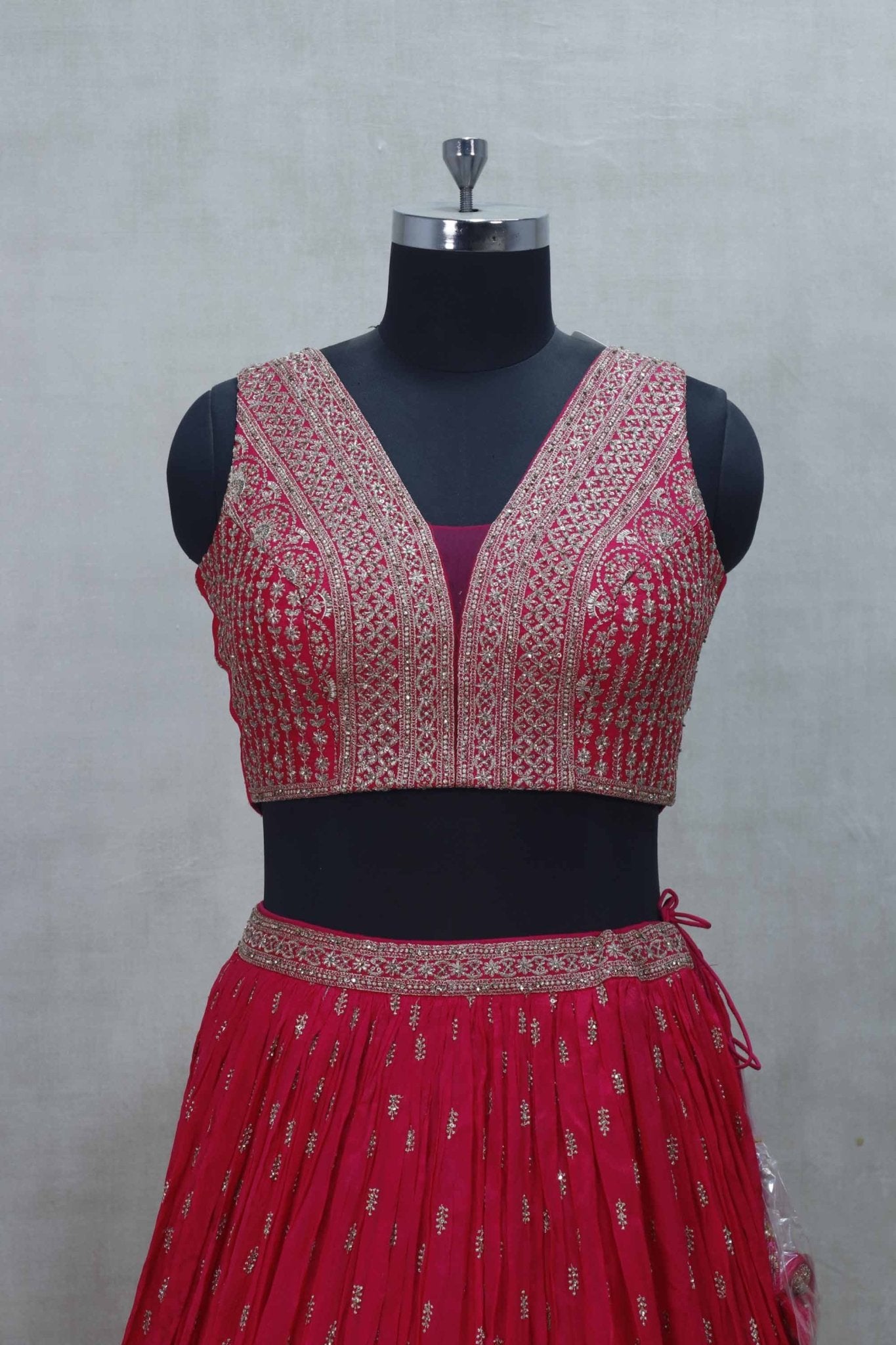 Designer Pink Embroidered Lehenga Set with Dupatta - Mangaldeep NX