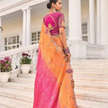 Designer Pink & Orange Silk Saree with Embroidery - Mangaldeep NX