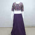Designer Purple Embroidered Lehenga Choli Set with Floral Dupatta - Mangaldeep NX