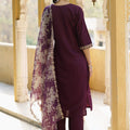 Designer Purple Embroidered Salwar Suit with Floral Organza Dupatta - Mangaldeep NX