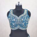 Designer Teal Blue Crushed Silk Lehenga Choli - Mangaldeep NX