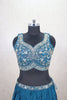 Designer Teal Blue Crushed Silk Lehenga Choli - Mangaldeep NX