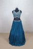 Designer Teal Blue Crushed Silk Lehenga Choli - Mangaldeep NX