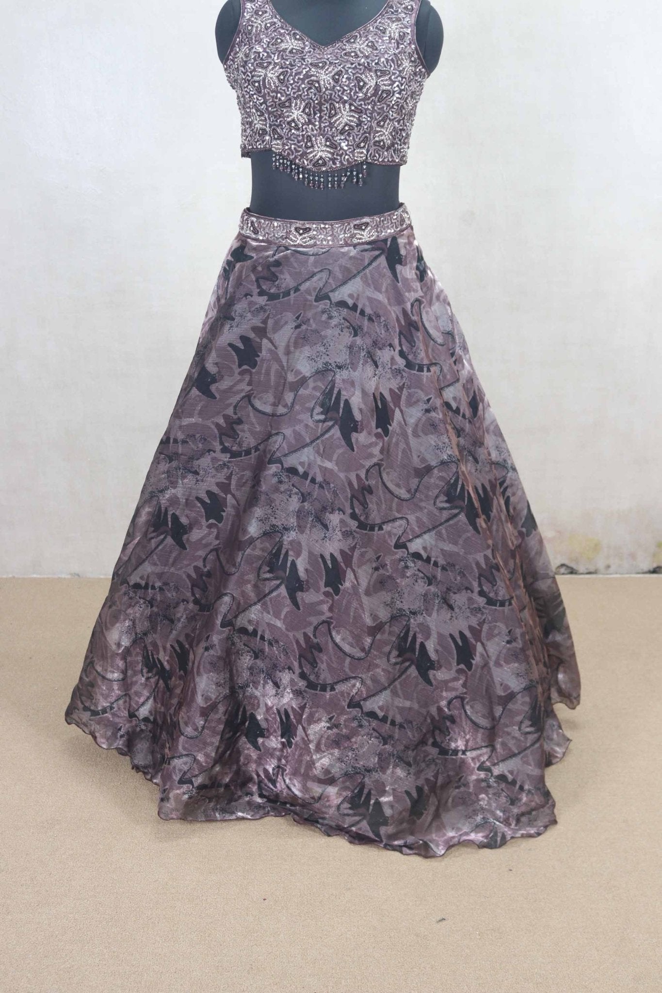 Designer Wine Color Embroidered Net Lehenga Choli with Dupatta - Mangaldeep NX