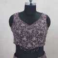 Designer Wine Color Embroidered Net Lehenga Choli with Dupatta - Mangaldeep NX