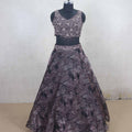 Designer Wine Color Embroidered Net Lehenga Choli with Dupatta - Mangaldeep NX