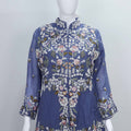 Dusty Blue Embroidered Palazzo Suit with Dupatta - Mangaldeep NX