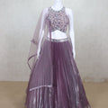 Dusty Lavender Pleated Lehenga Choli with Sequin Embroidery - Mangaldeep NX