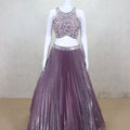 Dusty Lavender Pleated Lehenga Choli with Sequin Embroidery - Mangaldeep NX