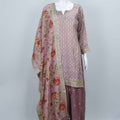 Dusty Pink Bandhani Sharara Suit with Floral Dupatta - Mangaldeep NX