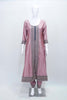 Dusty Pink Embroidered Anarkali Kurta Set with Matching Dupatta and Tapered Pants - Mangaldeep NX