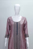 Dusty Pink Embroidered Anarkali Kurta Set with Matching Dupatta and Tapered Pants - Mangaldeep NX
