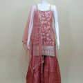 Dusty Pink Embroidered Sharara Set with Net Dupatta - Mangaldeep NX