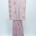 Dusty Pink Floral Embroidered Silk Saree with Delicate Threadwork and Scallop Border - Mangaldeep NX