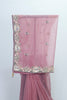 Dusty Rose Net Saree with Heavy Embroidered Border and Sequin Detailing - Mangaldeep NX
