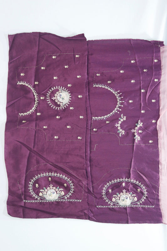Dusty Rose Net Saree with Heavy Embroidered Border and Sequin Detailing - Mangaldeep NX