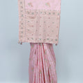 Elegant Baby Pink Banarasi Silk Saree with Sequin & Mirror Work Border Wedding Party Wear - Mangaldeep NX