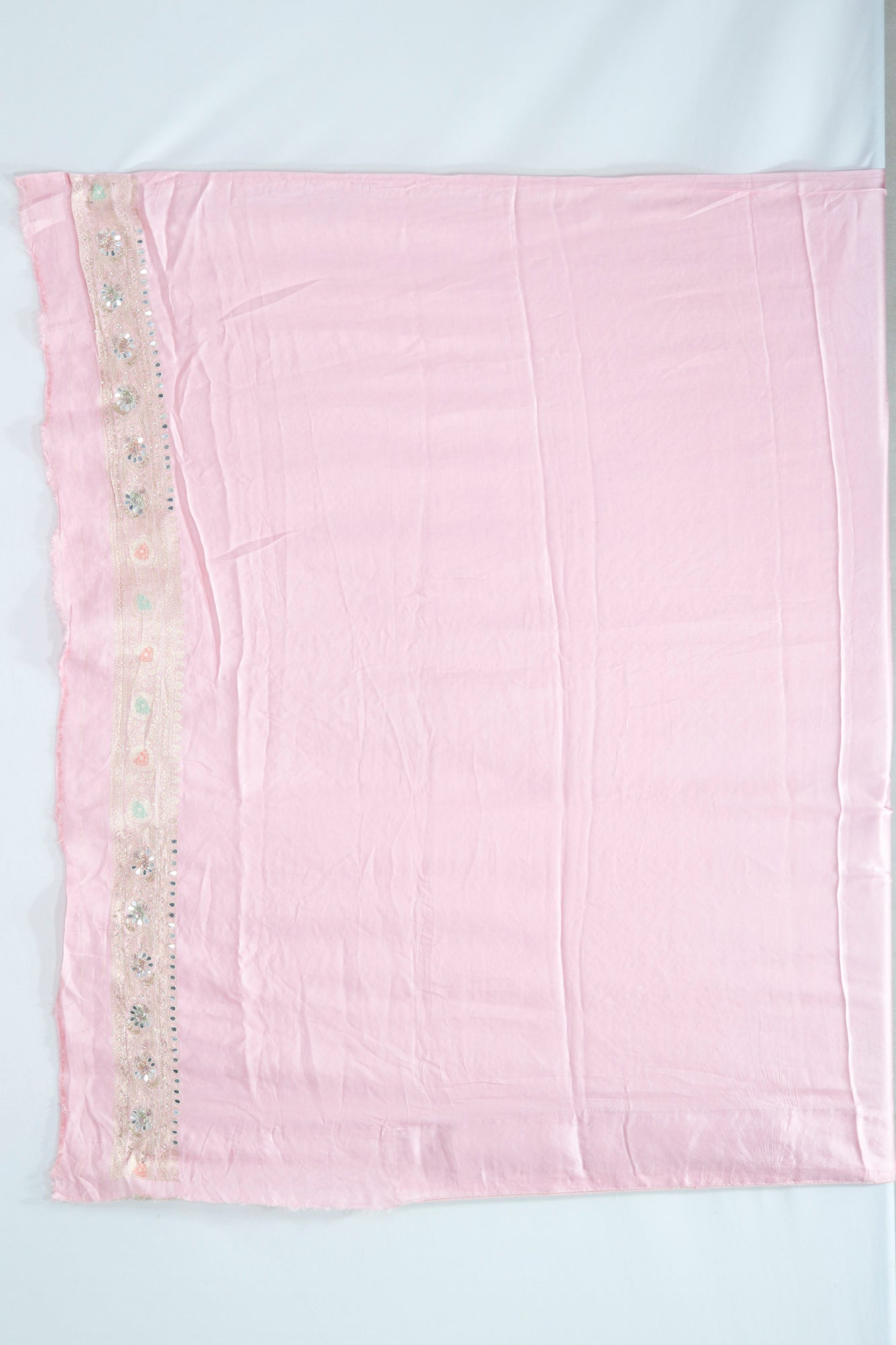 Elegant Baby Pink Banarasi Silk Saree with Sequin & Mirror Work Border Wedding Party Wear - Mangaldeep NX