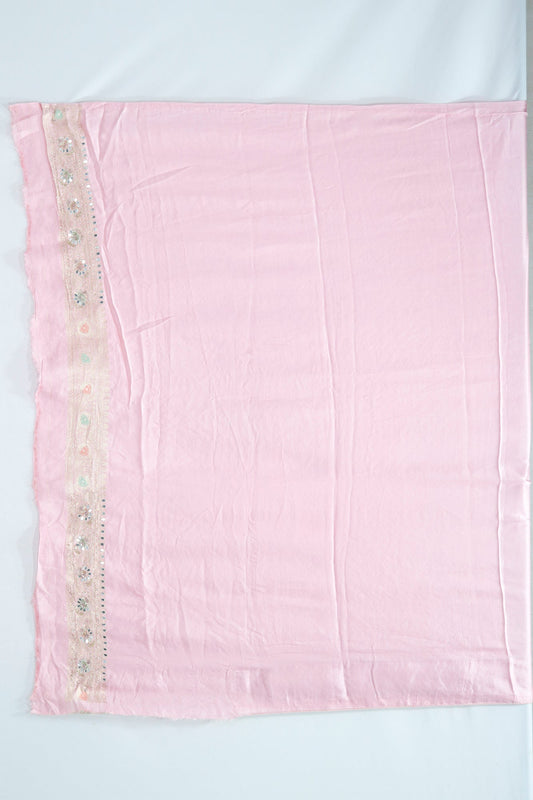 Elegant Baby Pink Banarasi Silk Saree with Sequin & Mirror Work Border Wedding Party Wear - Mangaldeep NX