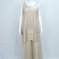 Elegant Beige Embroidered Palazzo Suit with Dupatta - Mangaldeep NX