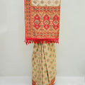 Elegant Beige & Red Printed Saree - Mangaldeep NX