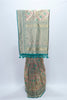 Elegant Beige Teal Banarasi Silk Saree with Zari and Floral Resham Embroidery Festive Wedding Wear - Mangaldeep NX