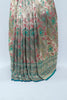 Elegant Beige Teal Banarasi Silk Saree with Zari and Floral Resham Embroidery Festive Wedding Wear - Mangaldeep NX