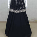 Elegant Black Embroidered Crop Top Style Lehenga Set with Dupatta - Mangaldeep NX