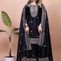 Elegant Black Embroidered Sharara Suit for Women - Mangaldeep NX