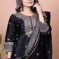 Elegant Black Embroidered Sharara Suit for Women - Mangaldeep NX