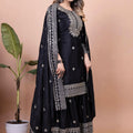Elegant Black Embroidered Sharara Suit for Women - Mangaldeep NX