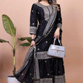 Elegant Black Embroidered Sharara Suit for Women - Mangaldeep NX