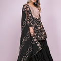 Elegant Black Embroidered Sharara Suit Set for Women - Mangaldeep NX