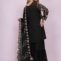 Elegant Black Embroidered Sharara Suit Set for Women - Mangaldeep NX