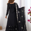 Elegant Black Party Wear Sharara Suit with Silver Embroidery - Mangaldeep NX