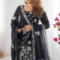 Elegant Black Party Wear Sharara Suit with Silver Embroidery - Mangaldeep NX