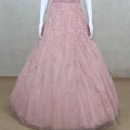 Elegant Blush Pink Party Wear Gown with Beaded Embroidery - Mangaldeep NX