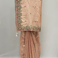 Elegant Blush Pink Silk Saree with Intricate Embroidered Border - Mangaldeep NX