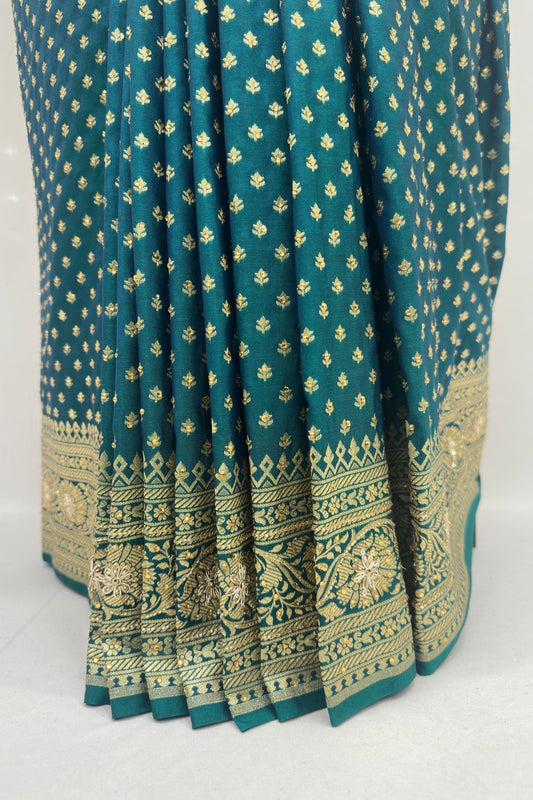 Elegant Bottle Green Banarasi Silk Saree - Mangaldeep NX
