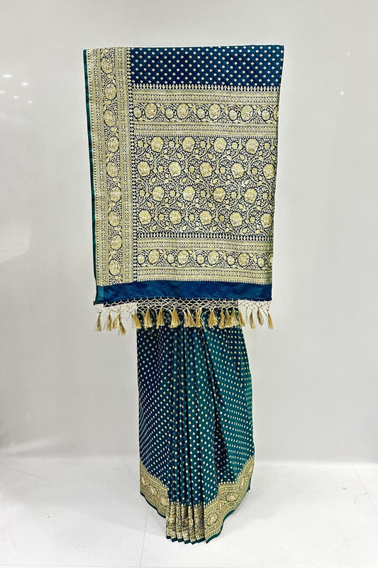 Elegant Bottle Green Banarasi Silk Saree - Mangaldeep NX