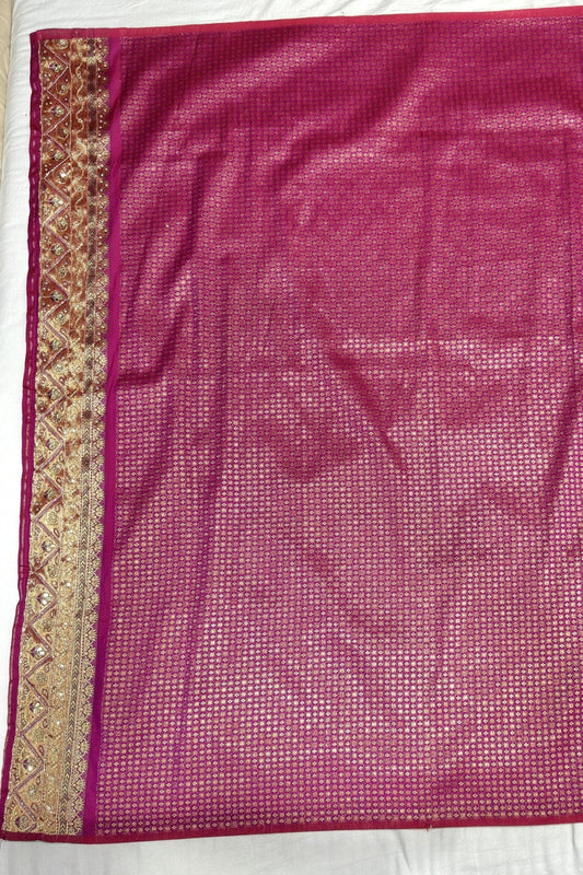 Elegant Bronze Gold Banarasi Silk Saree - Mangaldeep NX