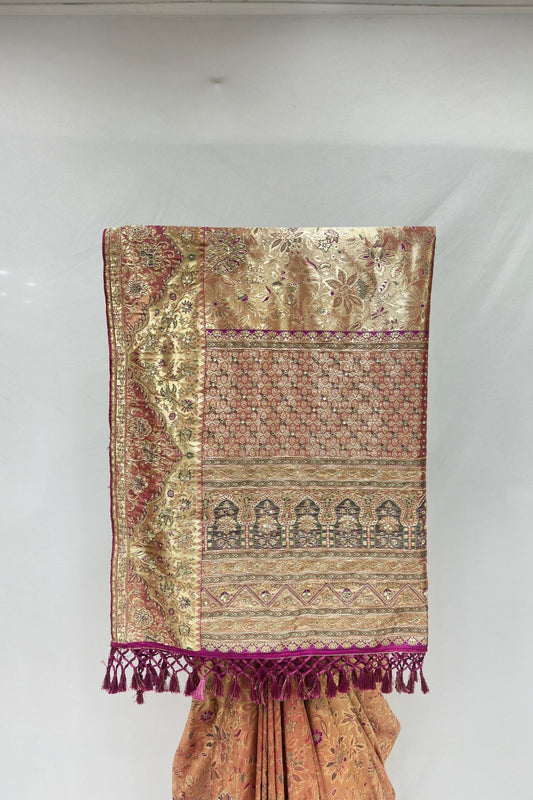 Elegant Bronze Gold Banarasi Silk Saree - Mangaldeep NX