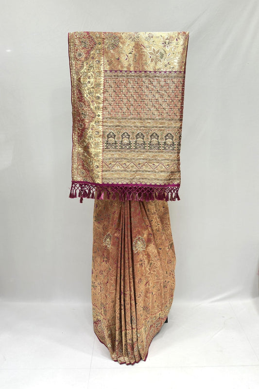 Elegant Bronze Gold Banarasi Silk Saree - Mangaldeep NX