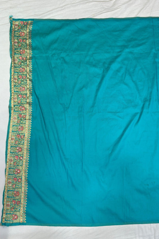 Elegant Cream Banarasi Silk Saree with Green & Red Floral Zari Weaving - Mangaldeep NX