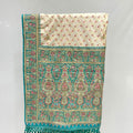 Elegant Cream Banarasi Silk Saree with Green & Red Floral Zari Weaving - Mangaldeep NX