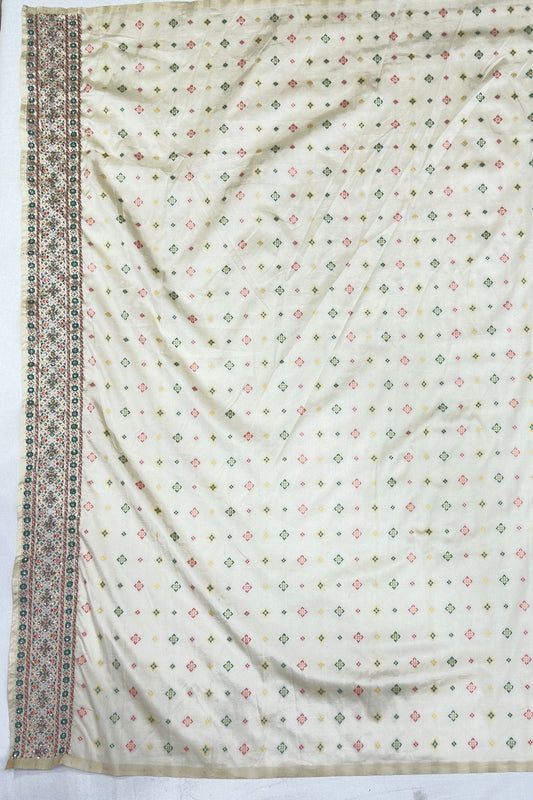 Elegant Cream Bandhani Silk Saree - Mangaldeep NX