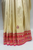 Elegant Cream Silk Saree with Red - Mangaldeep NX