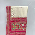 Elegant Cream Silk Saree with Red - Mangaldeep NX